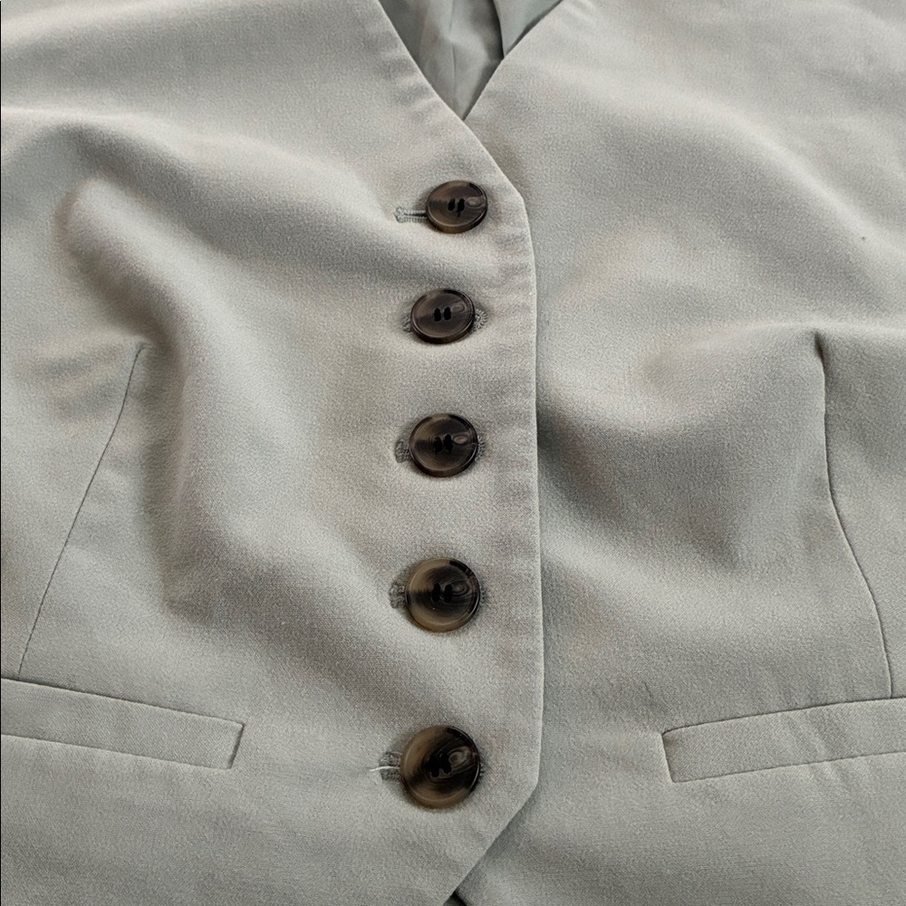 Open Edit Structured Vest Seafoam green 5 Button Women L Office Career Workwear - Picture 5 of 11
